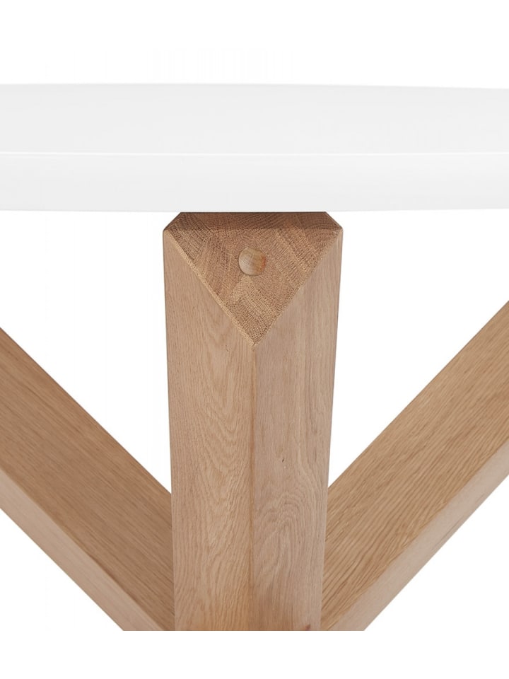 KADIMA DESIGN Runder Salon Couchtisch Eiche Massiv Beige Weiß | Modern günstig kaufen onesize