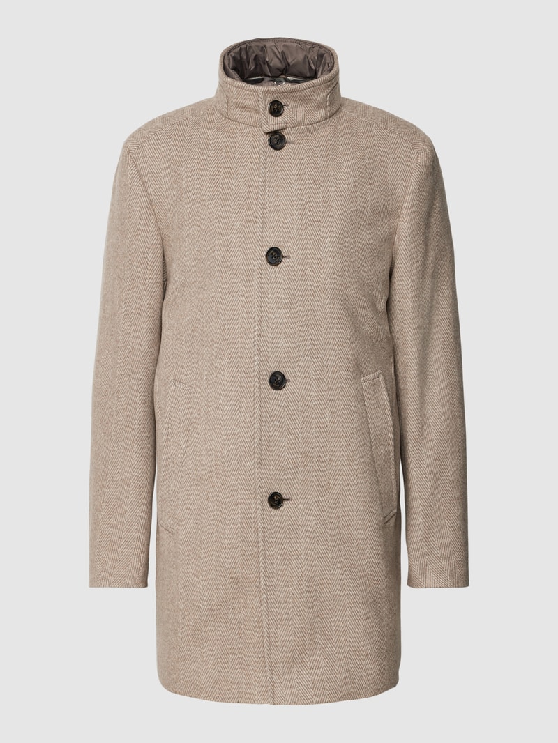 Kurzmantel mit Stehkragen Modell 'Maico' in camel meliert