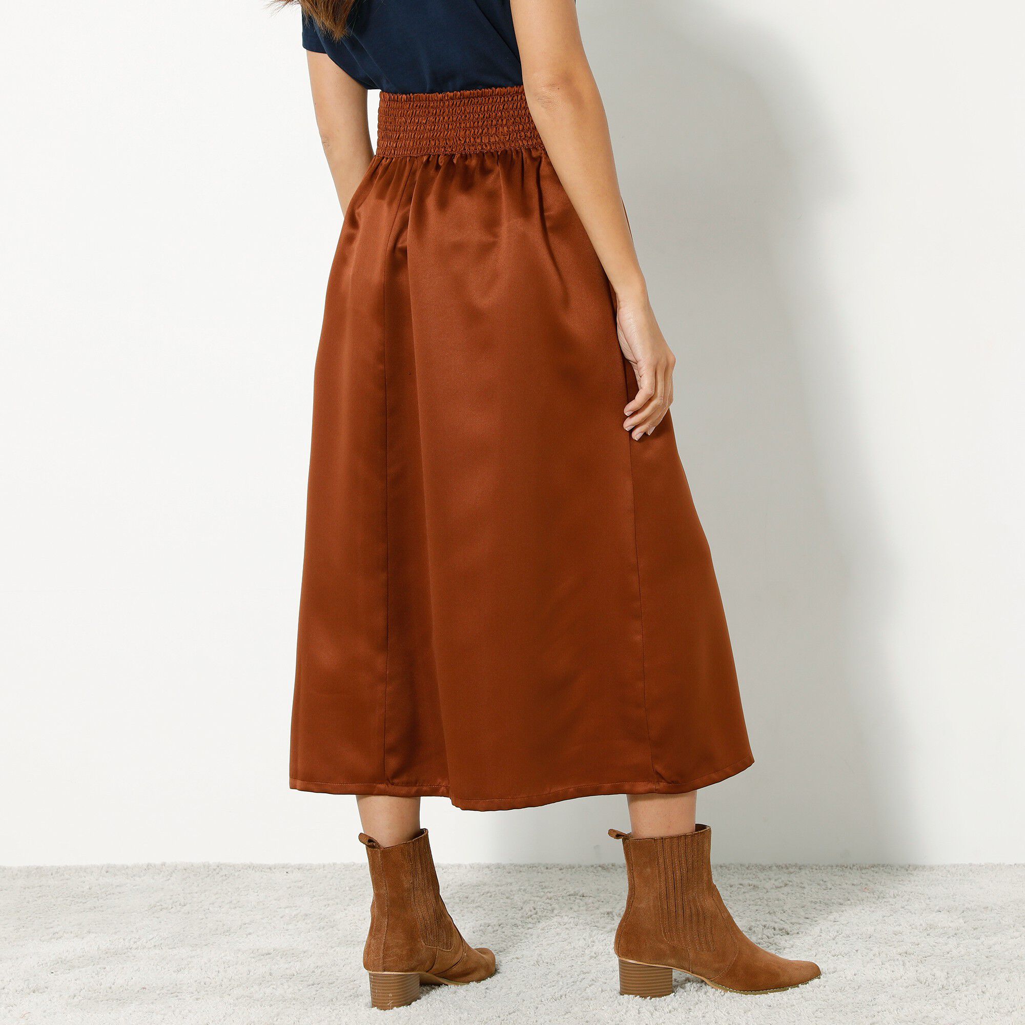 Jupe longue unie, satin