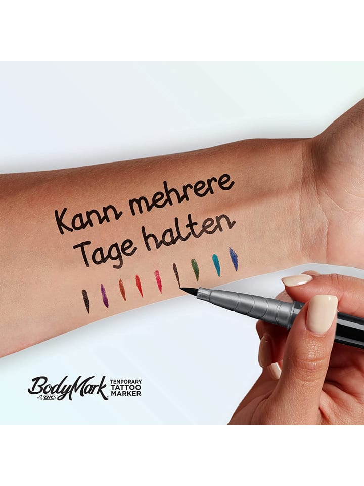 Bic BodyMark by | Temporäre Tattoo-Stifte für die Haut, 3 Farben   2 Schablonen günstig kaufen onesize