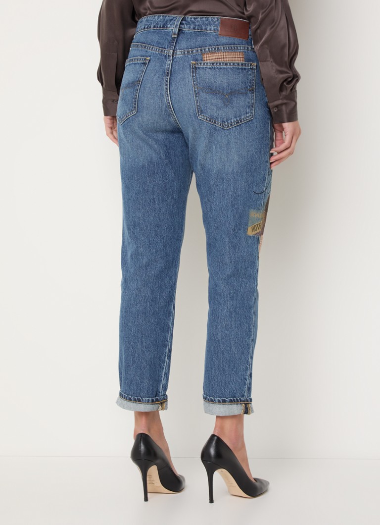 Calça jeans cropped de cintura alta e modelagem afunilada Ralph Lauren com lavagem média