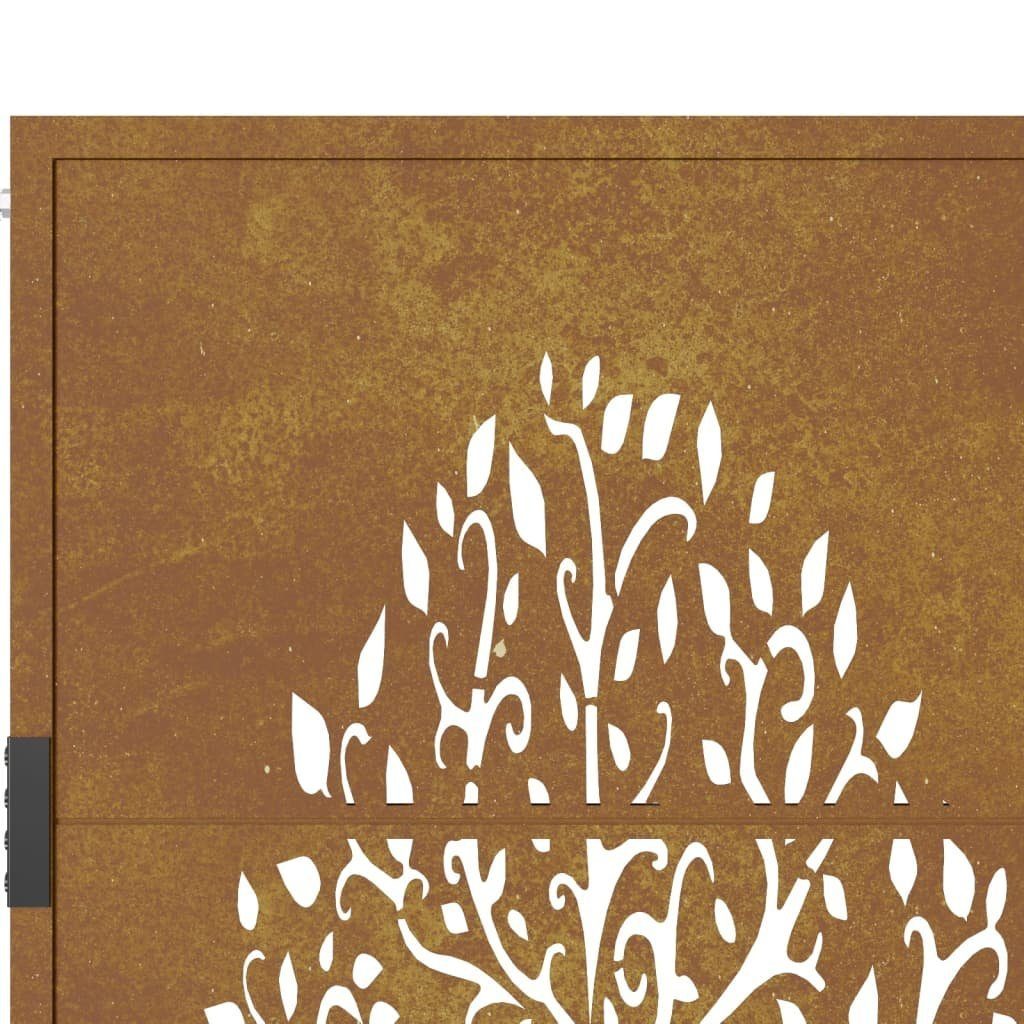 vidaXL Gartentor Gartentor 105x180 cm Cortenstahl Baum-Design