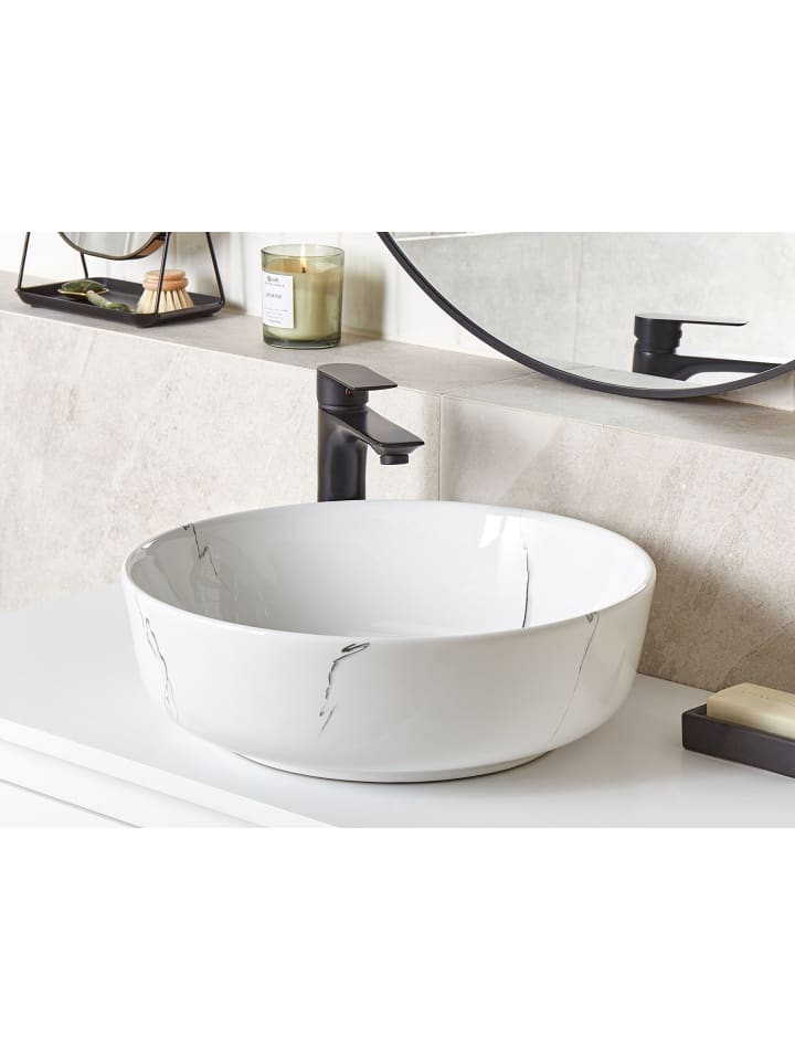 Beliani Waschbecken HOPI in Weiß - (W) 42 x (H) 14 x (L) 42 cm günstig kaufen onesize
