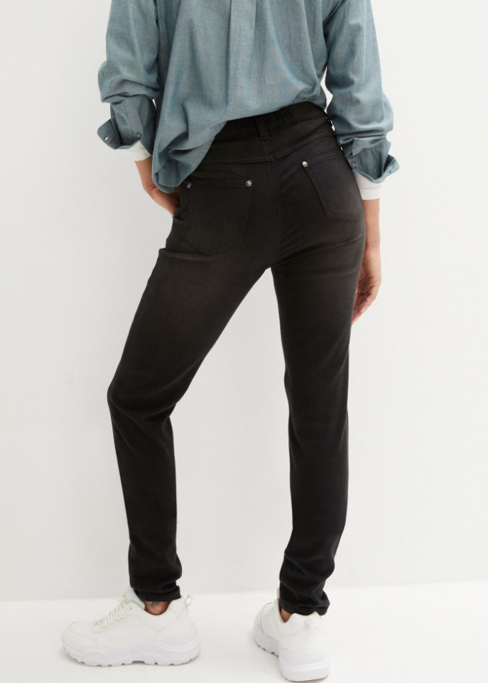 High-Waist-Stretch Thermojeans mit Fleece-Futter und streckenden Nähten