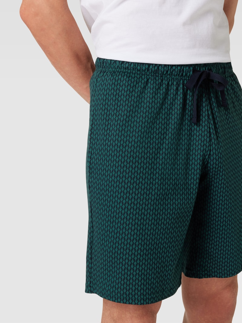 Sweatshorts mit Allover-Muster in dunkelgrün
