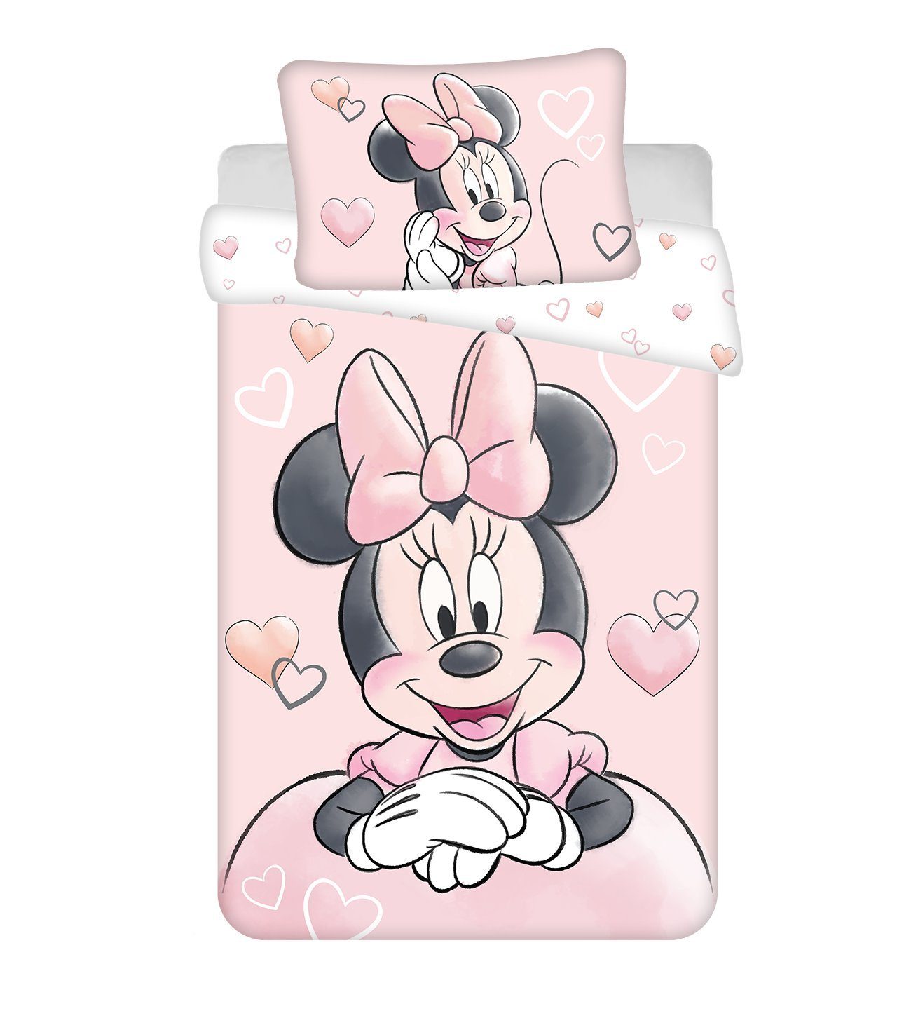 Babybettwäsche Wendebettwäsche Minnie Mouse 2tlg. Baumwolle 100x135 cm + 40x60 cm, , Baumwolle, 2 teilig