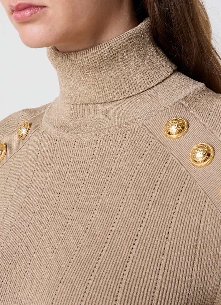 Pull à col roulé en maille fine Balmain avec épaulettes