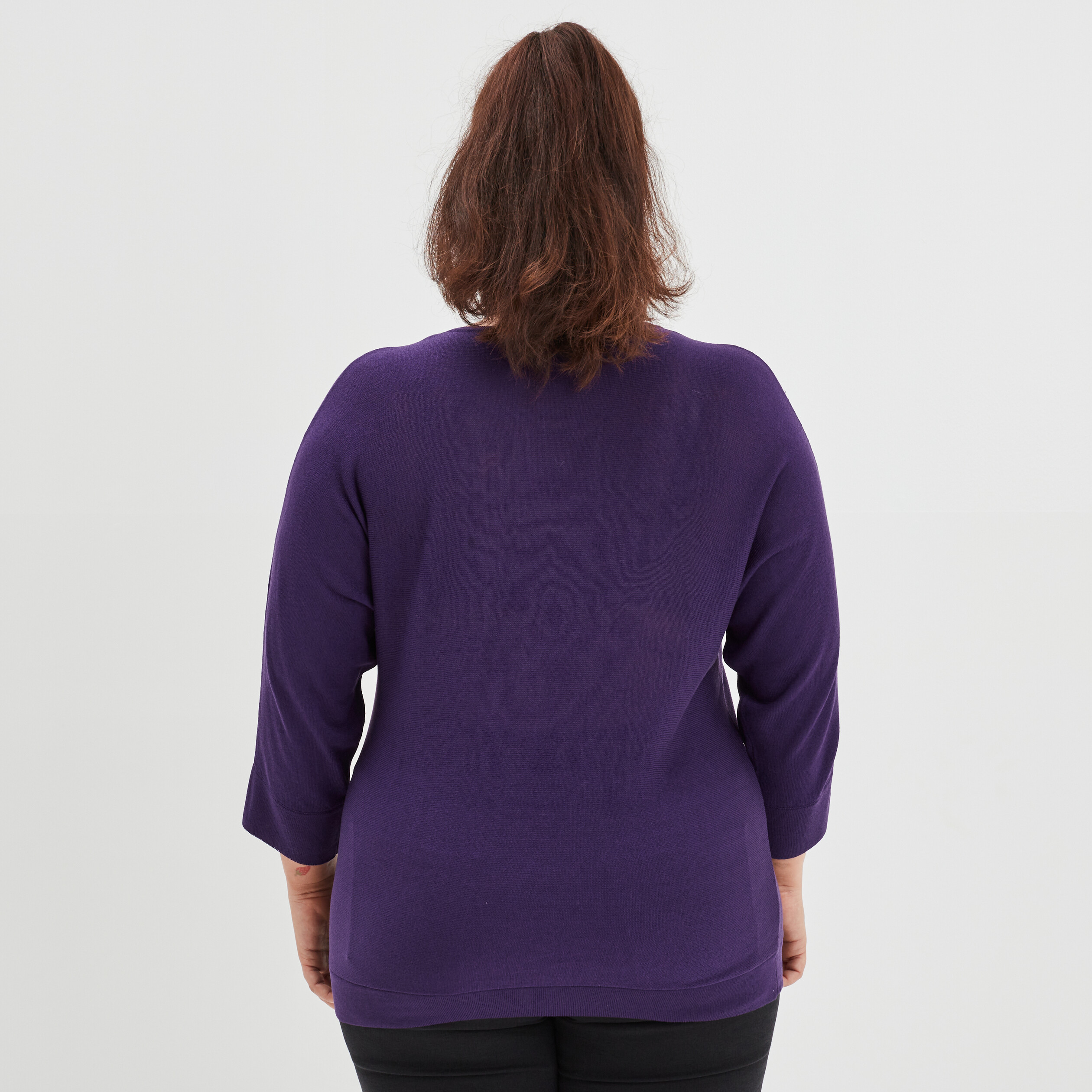Pull manches chauve-souris détail bijou violet femme grande taille | La Halle