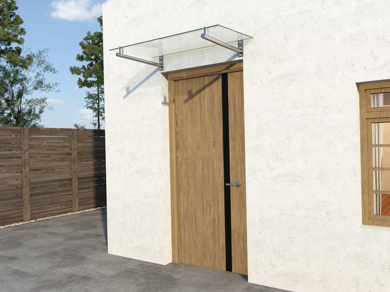 Better Home Edelstahlvordach mit Sicherheitsglas /Überdachung/Vordächer/Türvordach HD 120 cm