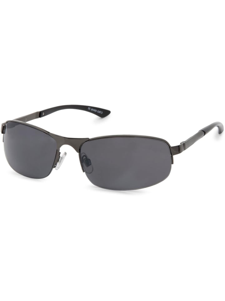 styleBREAKER Rechteckige Halbrand Sonnenbrille in Anthrazit / Grau getönt günstig kaufen onesize