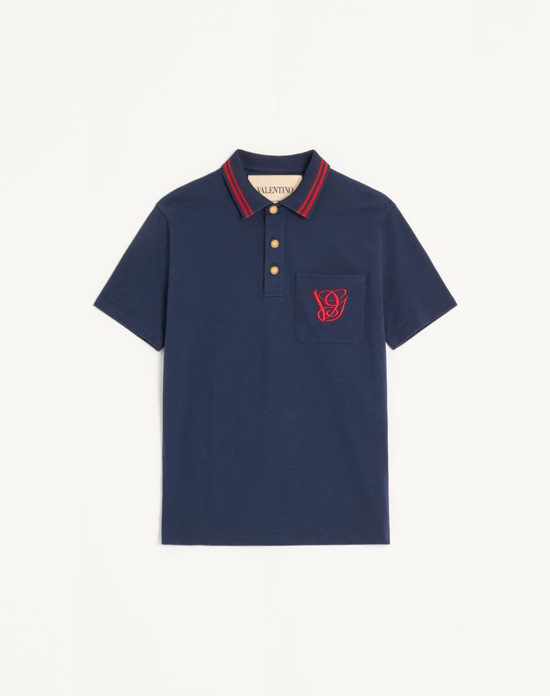 Polo shirt van katoenen piqué met VG-borduurwerk
