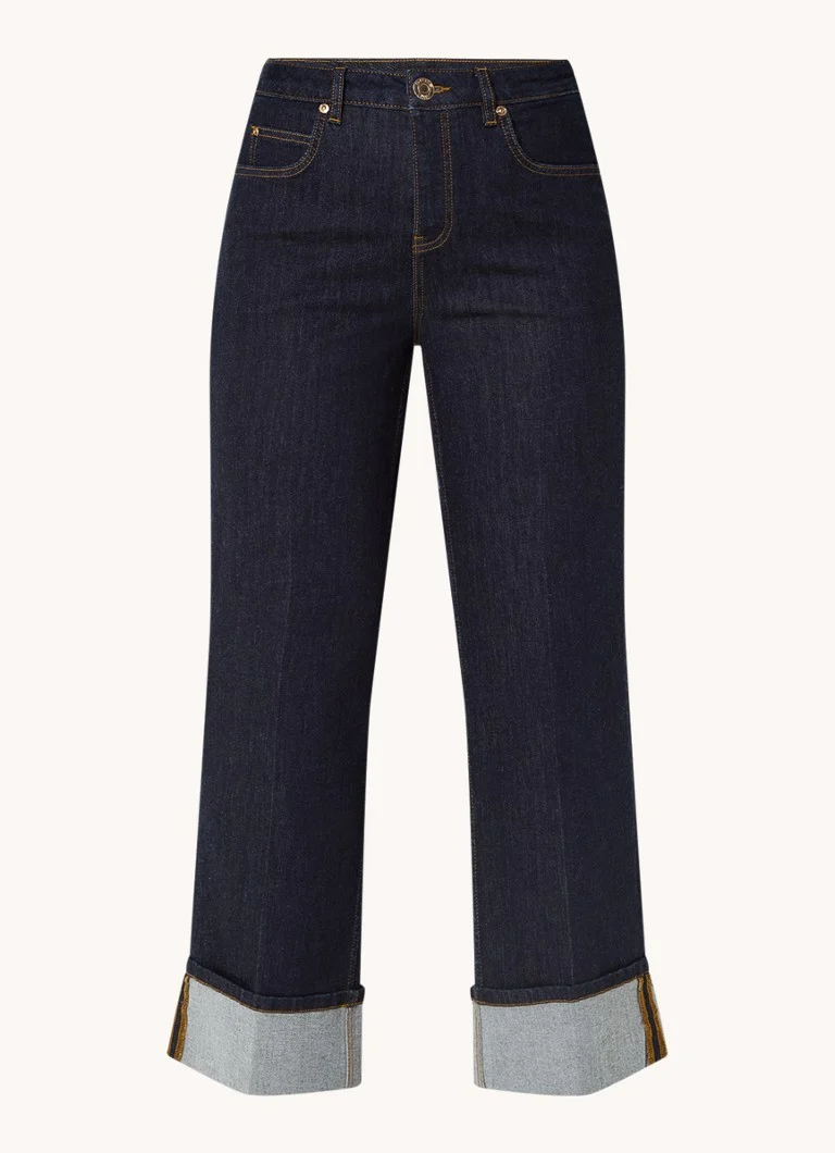 OPUS  Mipo high waist loose fit cropped jeans met donkere wassing