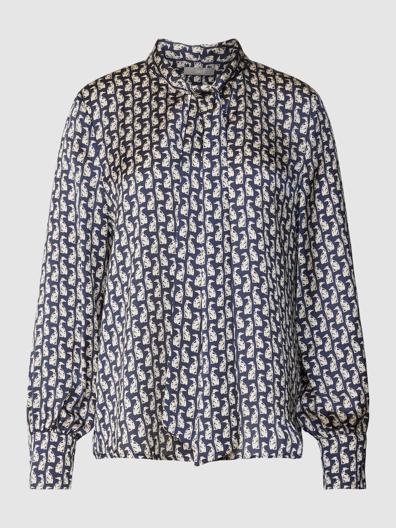 Schluppenbluse mit Allover-Muster in marineblau
