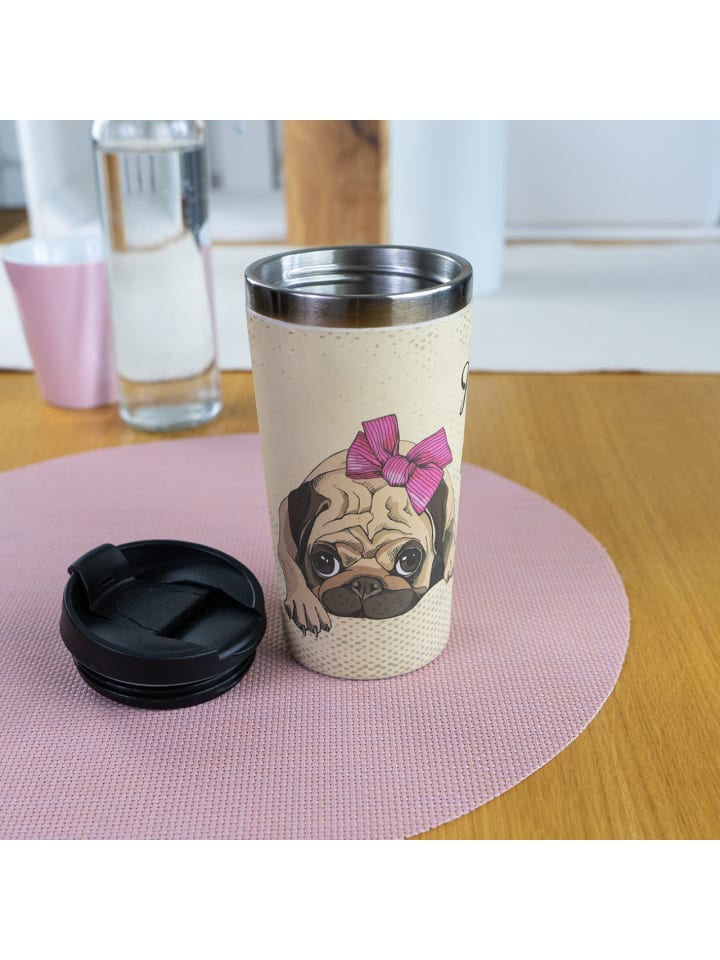 Geda Labels Coffee to go Becher Vintage Mops in Beige - 400 ml günstig kaufen onesize