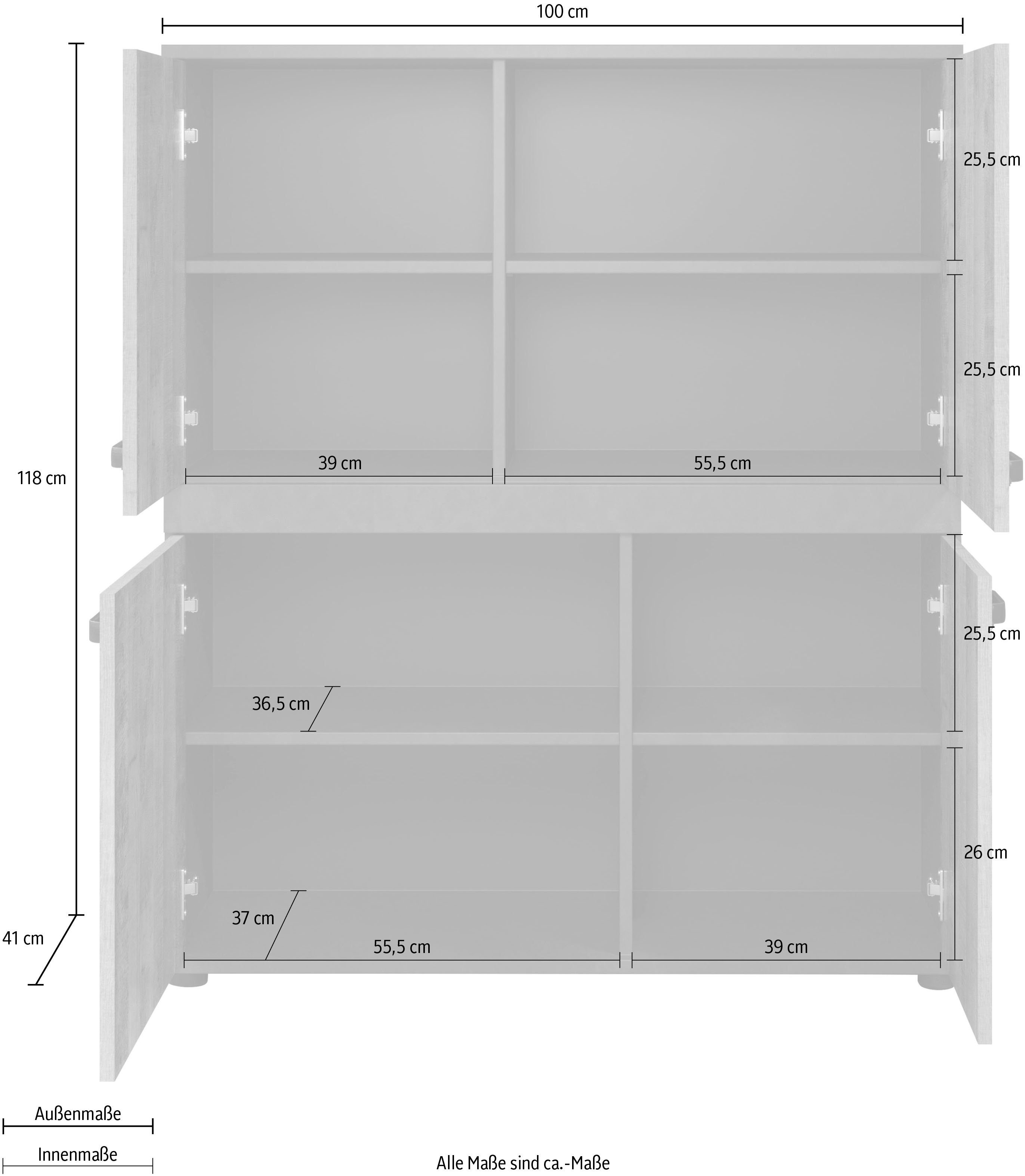 trendteam Highboard Stripe, Höhe 118 cm