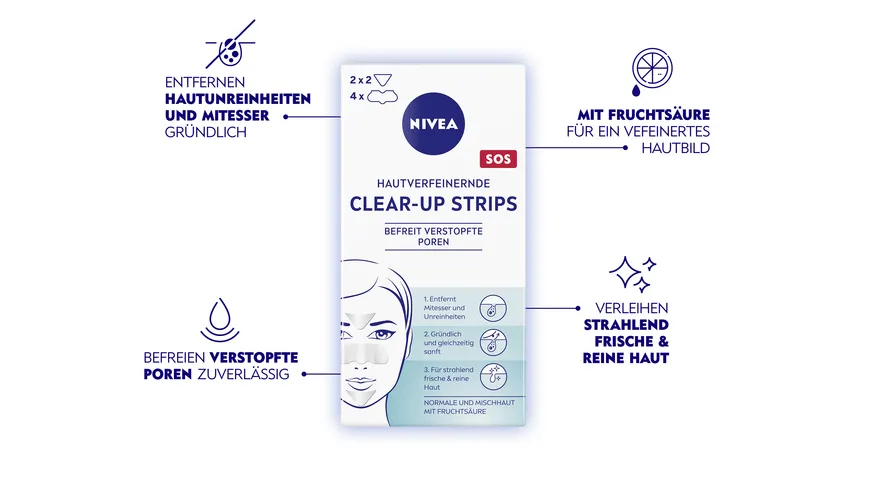 NIVEA Hautverfeinernde Clear Up Strips 6 Sachets