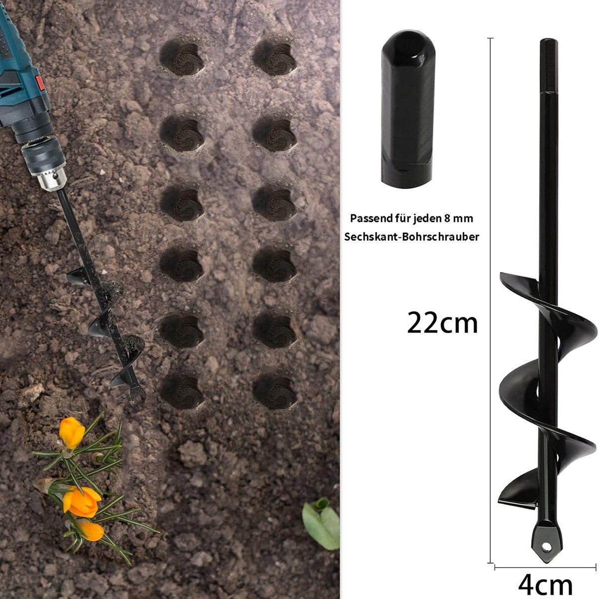 götäzer Handerdbohrer lockern und graben, Pflanzwerkzeuge, Erdbohrer, Schnecke aus Legierung, Pflanzen mit diesem Spiralbohrer, Ihrem zuverlässigen Pflanzwerkzeug.