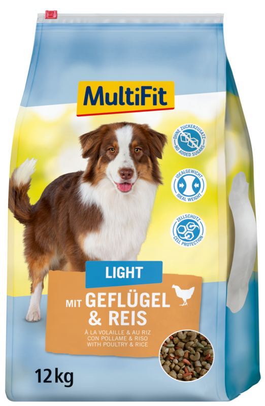 MultiFit Hundetrockenfutter MultiFit Light mit Geflügel & Reis 12kg