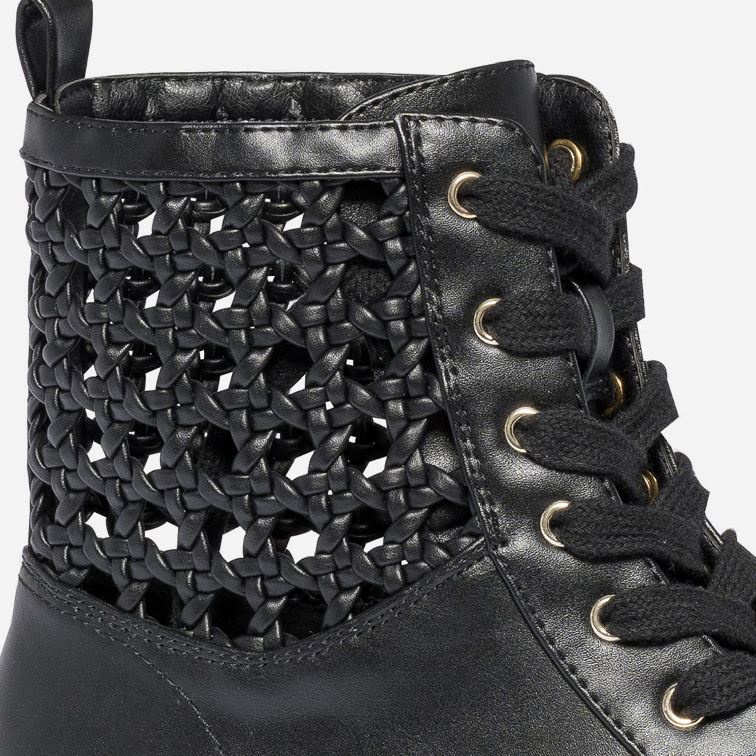 Boots à lacet TEXTO noir détail cannage