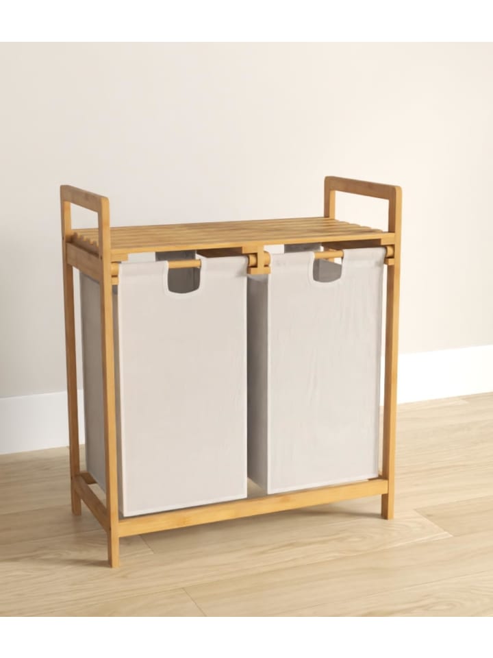 COSTWAY Wäschekorb mit 2 Fächer in Weiß günstig kaufen onesize