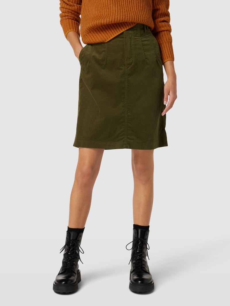 Minirock aus Cord in A-Linie in khaki