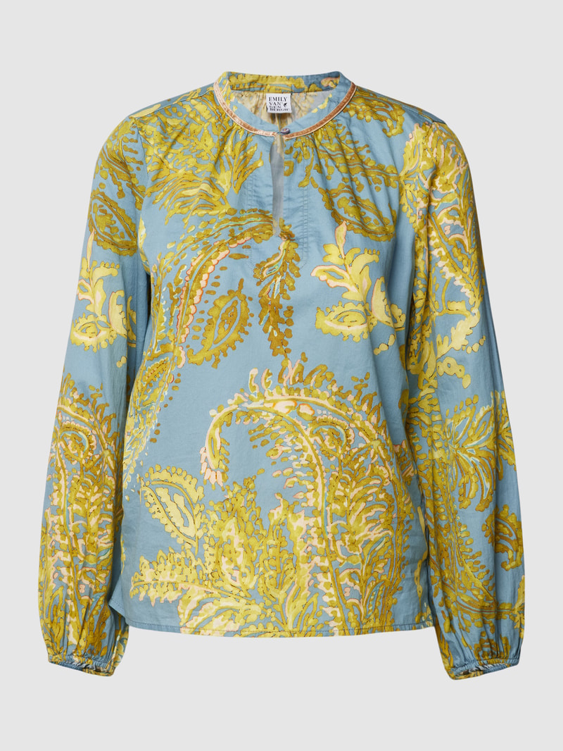 Schluppenbluse mit Paisley-Muster in rauchblau