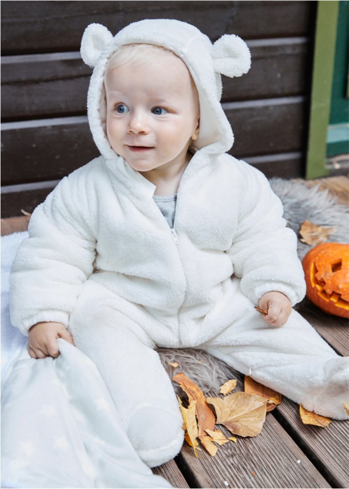 Baby Teddyfleece Overall mit süßem Teddy-Gesicht & Ohren