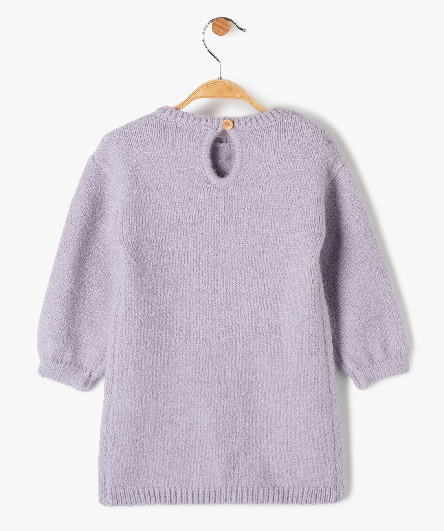 Robe pull bébé fille en maille brodée violet clair | GEMO