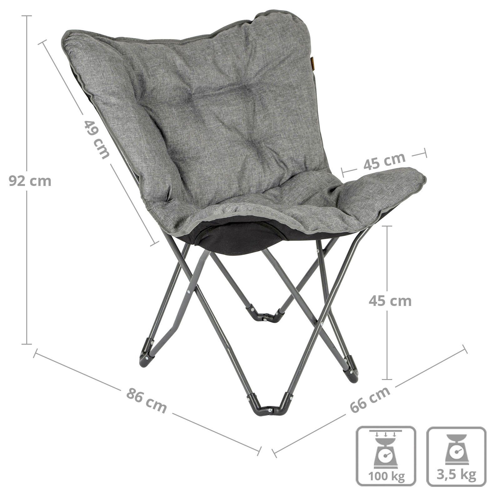 Bo-Camp Campingstuhl Schmetterling Stuhl Redbridge Camping, Garten Lounge Klapp Stuhl Sessel
