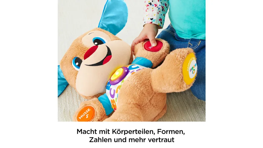 Fisher-Price Lernspaß Hündchen, Baby-Spielzeug mit Musik, Kuscheltier, Lernspielzeug