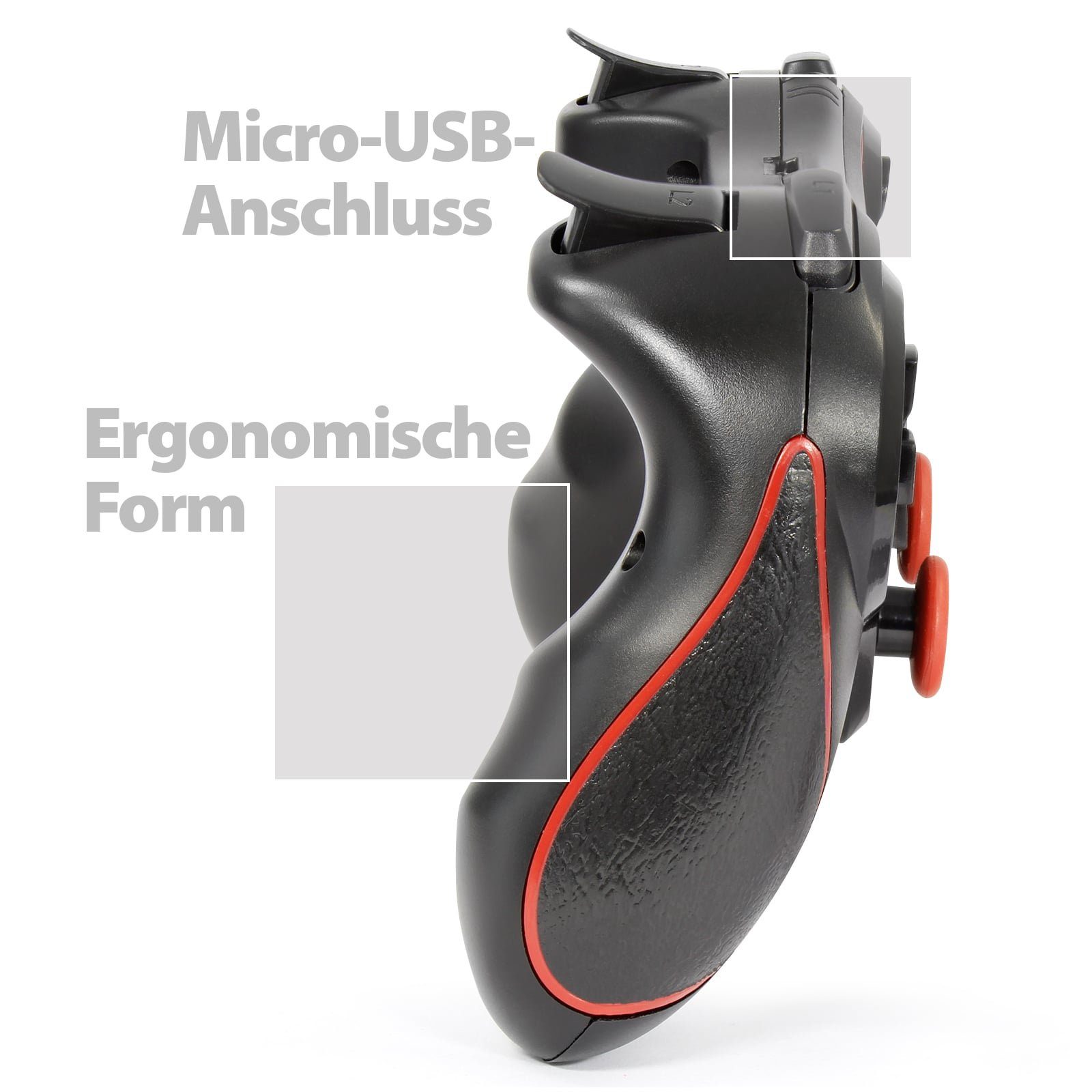 EAXUS Bluetooth Gamepad für Fire TV, Smartphone, Android, Google TV & Co. Controller (inkl. Smartphone-Halterung, Auch für Cloud Gaming, Handy & VR)