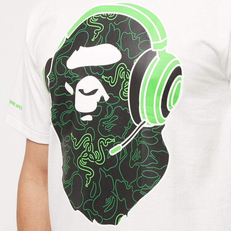 A Bathing Ape x Razer Neon Camo Ape Head Tee white