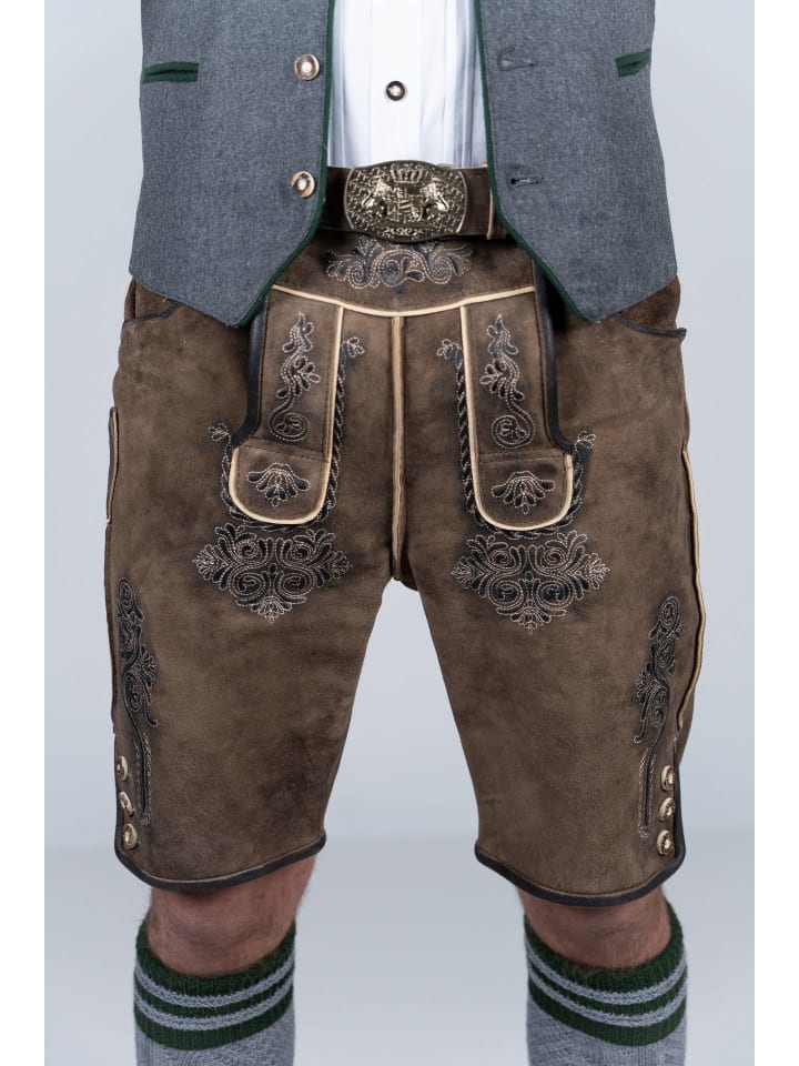 Edelnice Kurze Wildbock Lederhose Fabian in dunkelbraun günstig kaufen