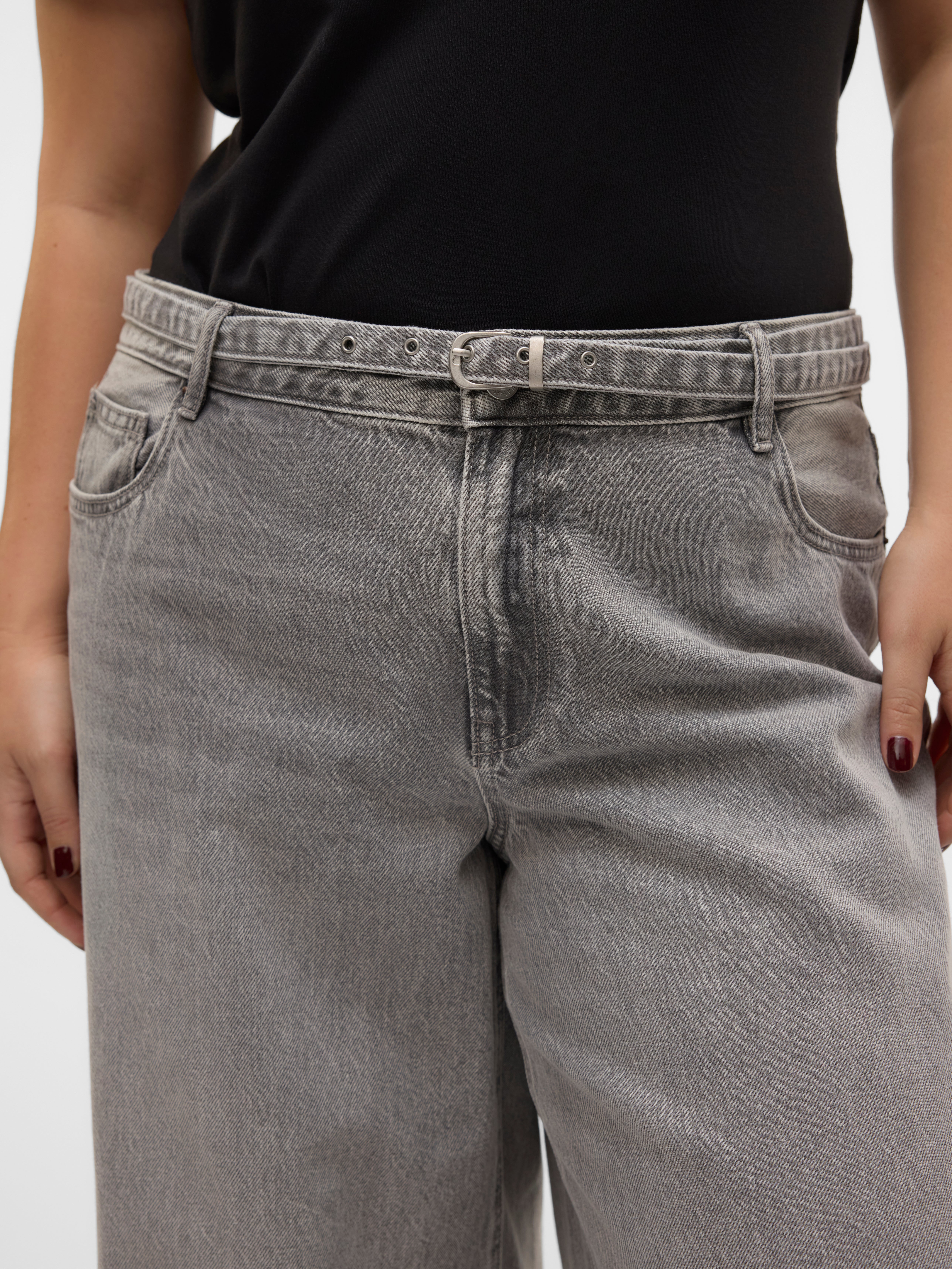 VMCANNET Mittlere Taille Weiter Beinschnitt Jeans