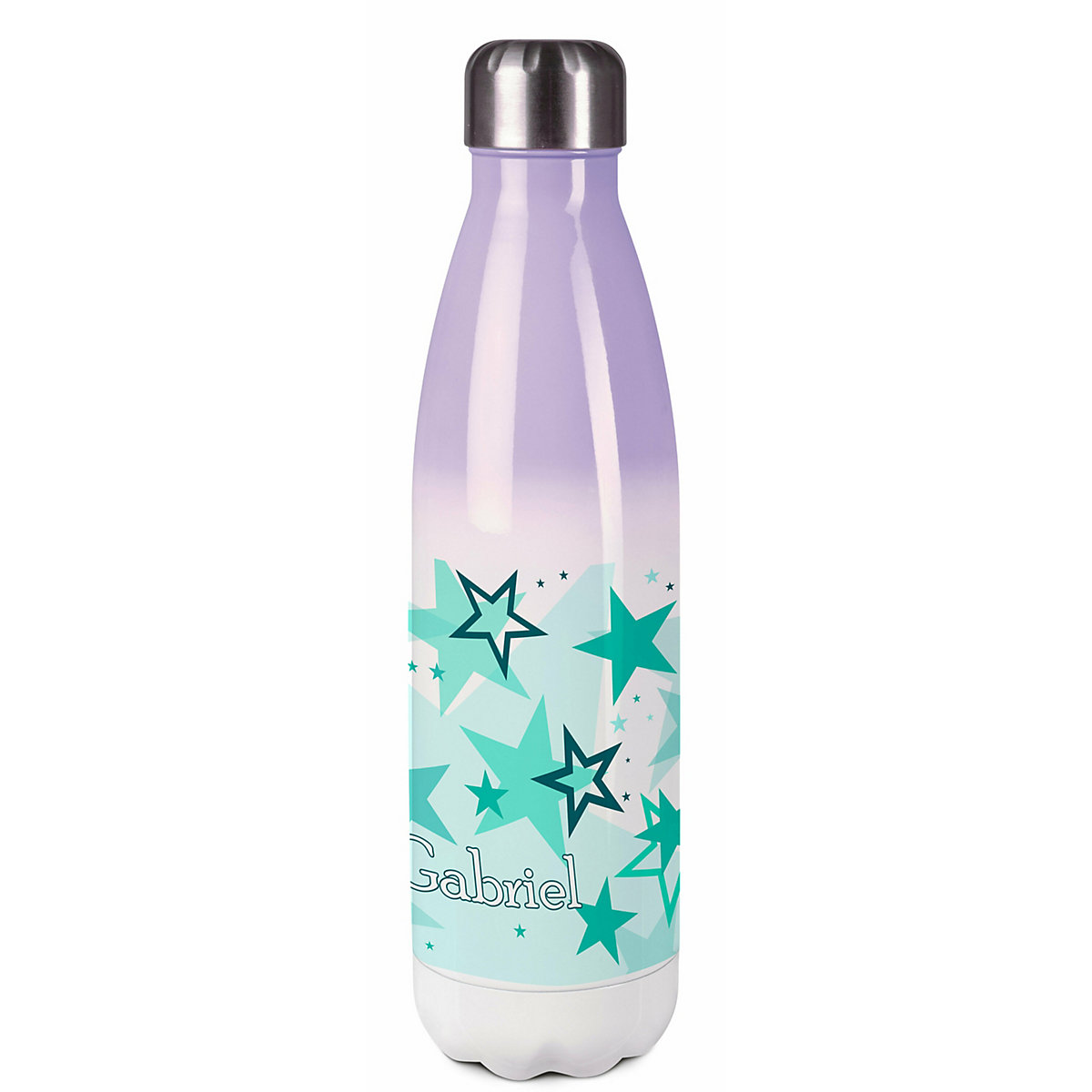 Edelstahl Kinder Thermoflasche / Trinkflasche bunt Sternenhimmel Farbe türkis Spülmaschinenfest, Auslaufsicher, Bruchfest, Doppelwandig, Für Heißgetränke geeignet, Mit Deckel, Isoliert