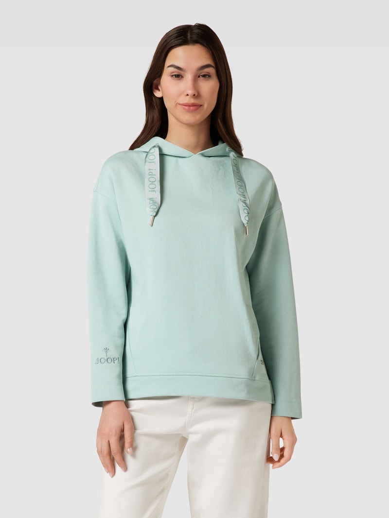 Hoodie mit Label-Details in helltürkis