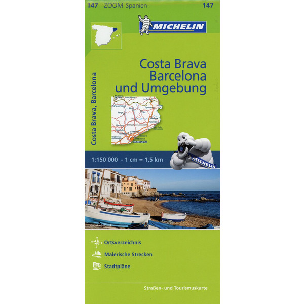 Michelin Zoomkarte Costa Brava, Barcelona und Umgebung 1 : 150 000 - Straßenkarte