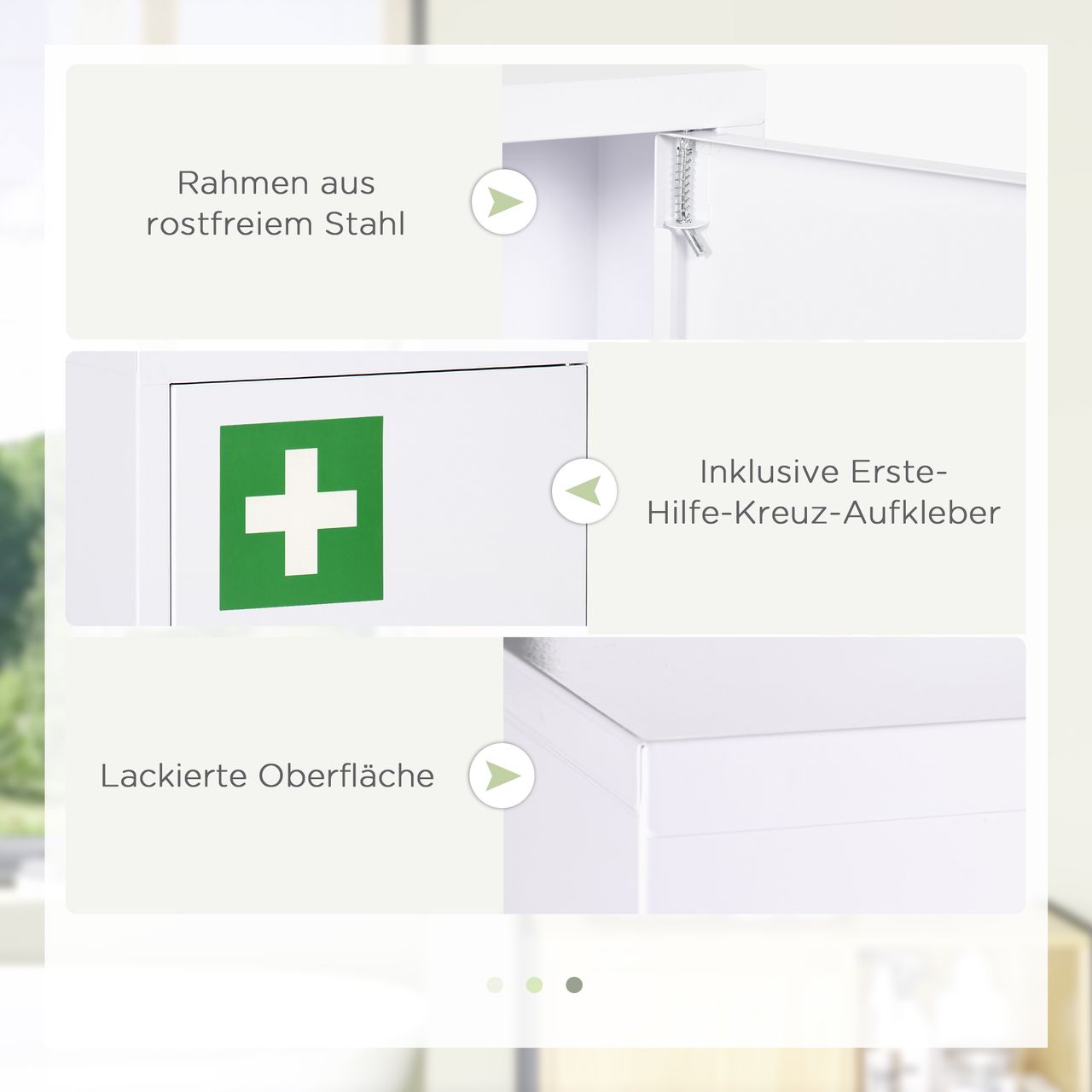 kleankin Medizinschrank, Apothekerschrank mit 3 Schichten, 2 Schlüsseln, Stahl