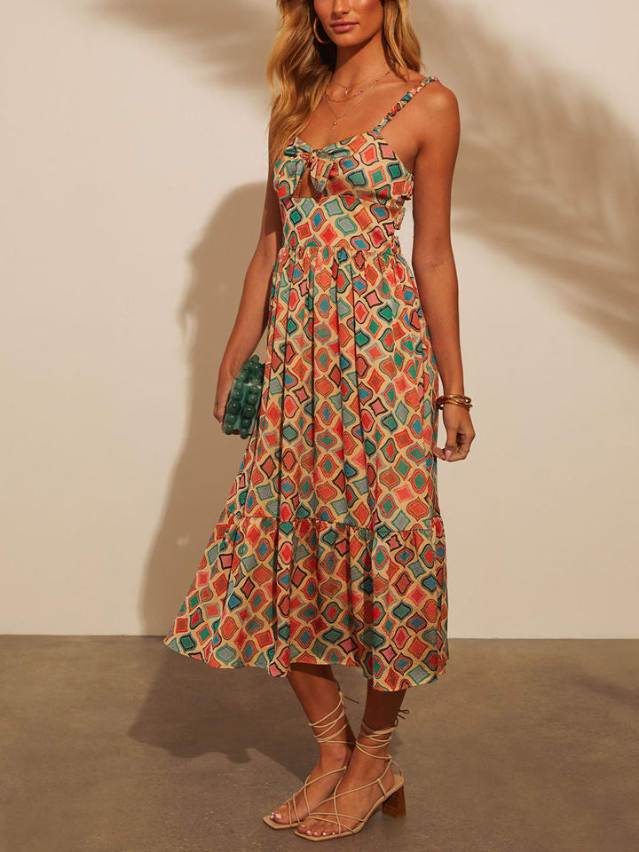 Milan Kiss Kleid in Beige/ Grün/ Orange günstig kaufen