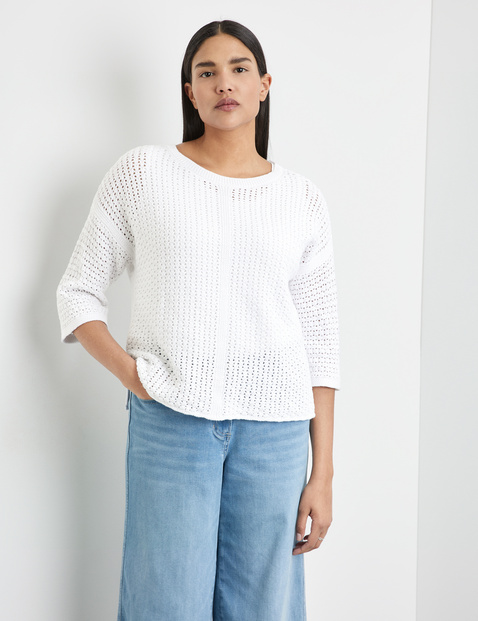 3/4 Arm Pullover aus Lochstrick
