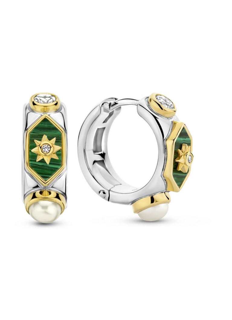 TI SENTO - Milano Silver earrings with malachite and pearl 7946MA_H