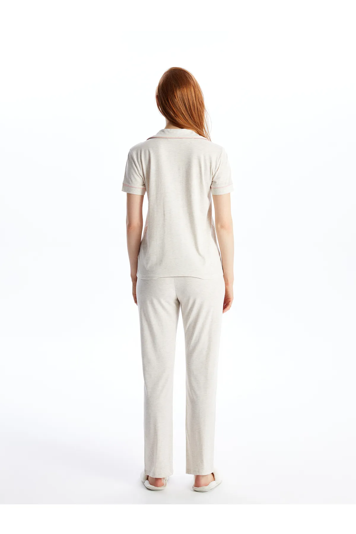 LC Waikiki  Kurzarm-Damenpyjama-Set mit Hemdkragen und Print