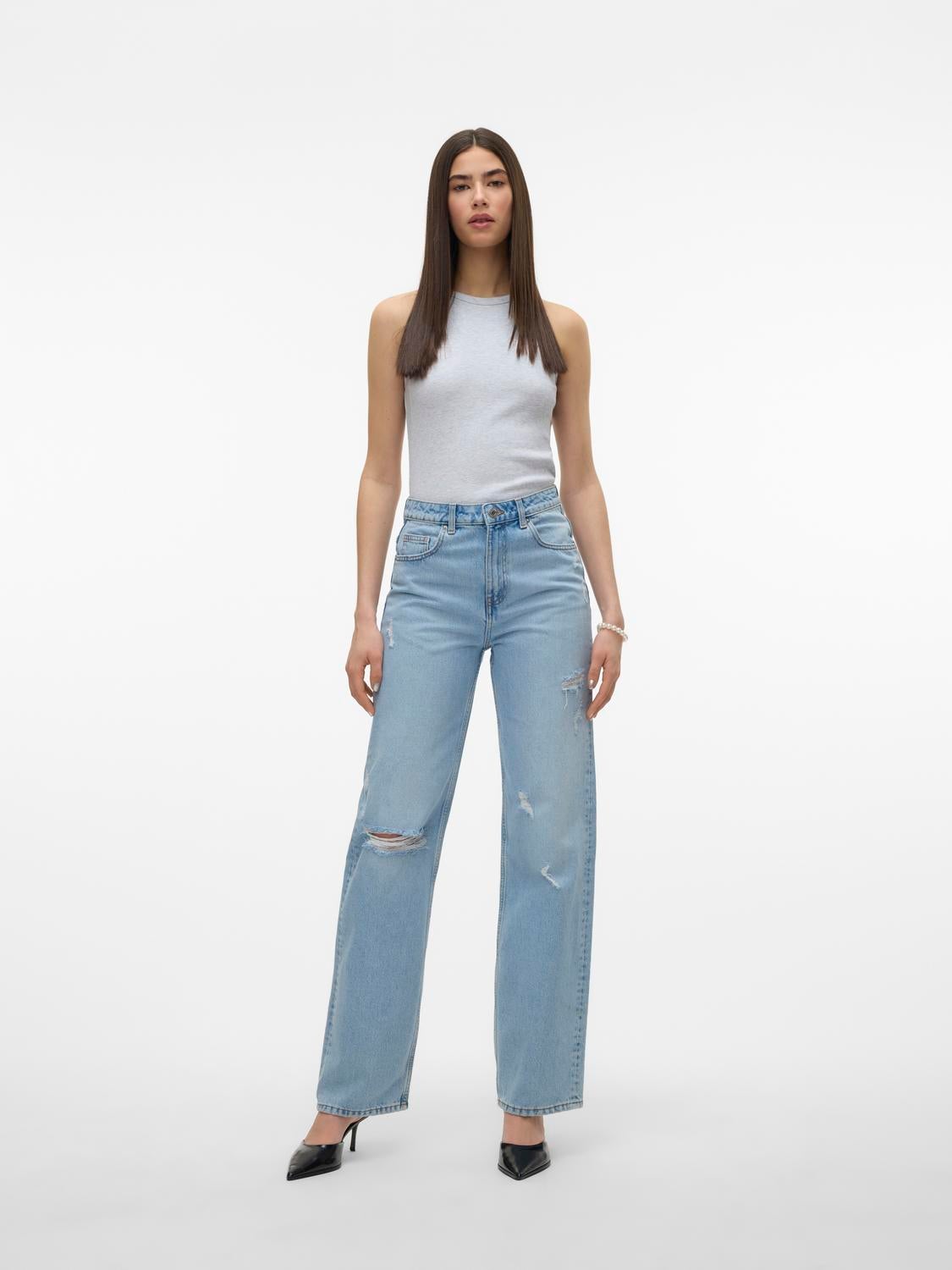 VMRYLEE Hohe Taille Gerade geschnitten Jeans