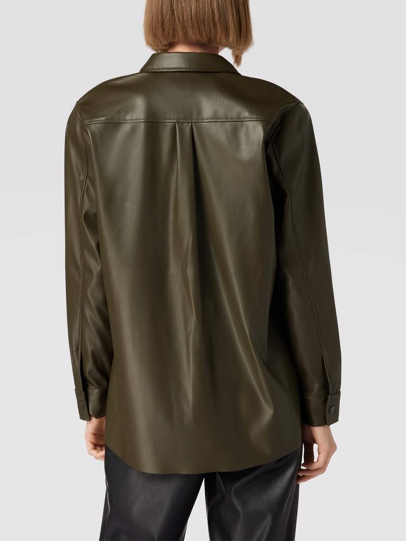 Blazer in Leder-Optik in olivgrün