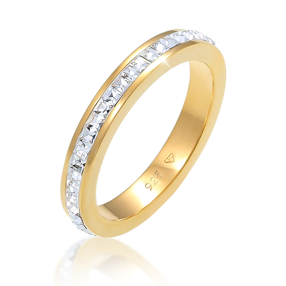 Elli PREMIUM Elli PREMIUM Bague Femme Élegante et Simple avec des Cristaux en Argent Sterling  Bague