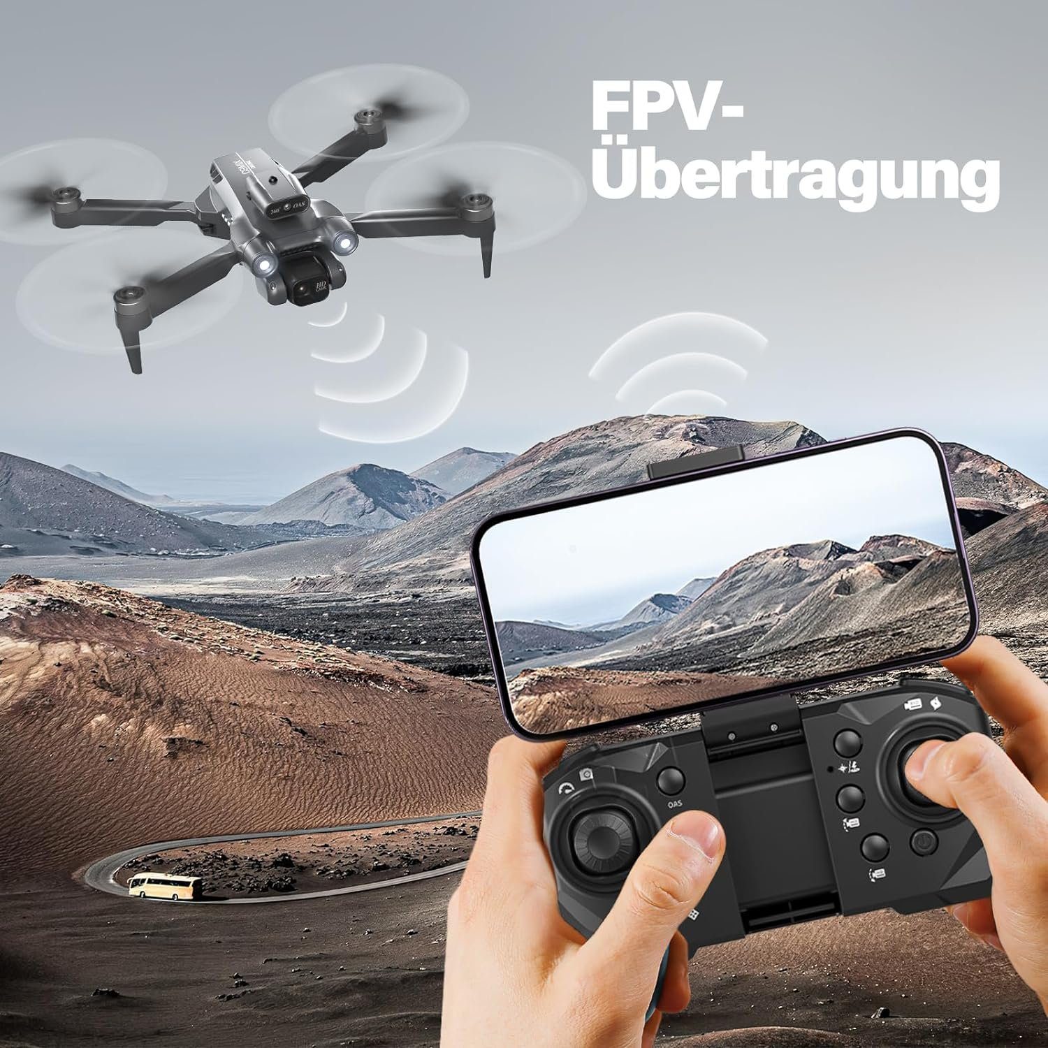 Arulis C9MIX Drohne, mit 2 Kamera, FPV WiFi Bürstenloser Motor, Drohne (1080P+480P, Mit 3 Akkus 45Minuten Flugzeit für Drohnen Anfänger Spielzeug Geschenk)