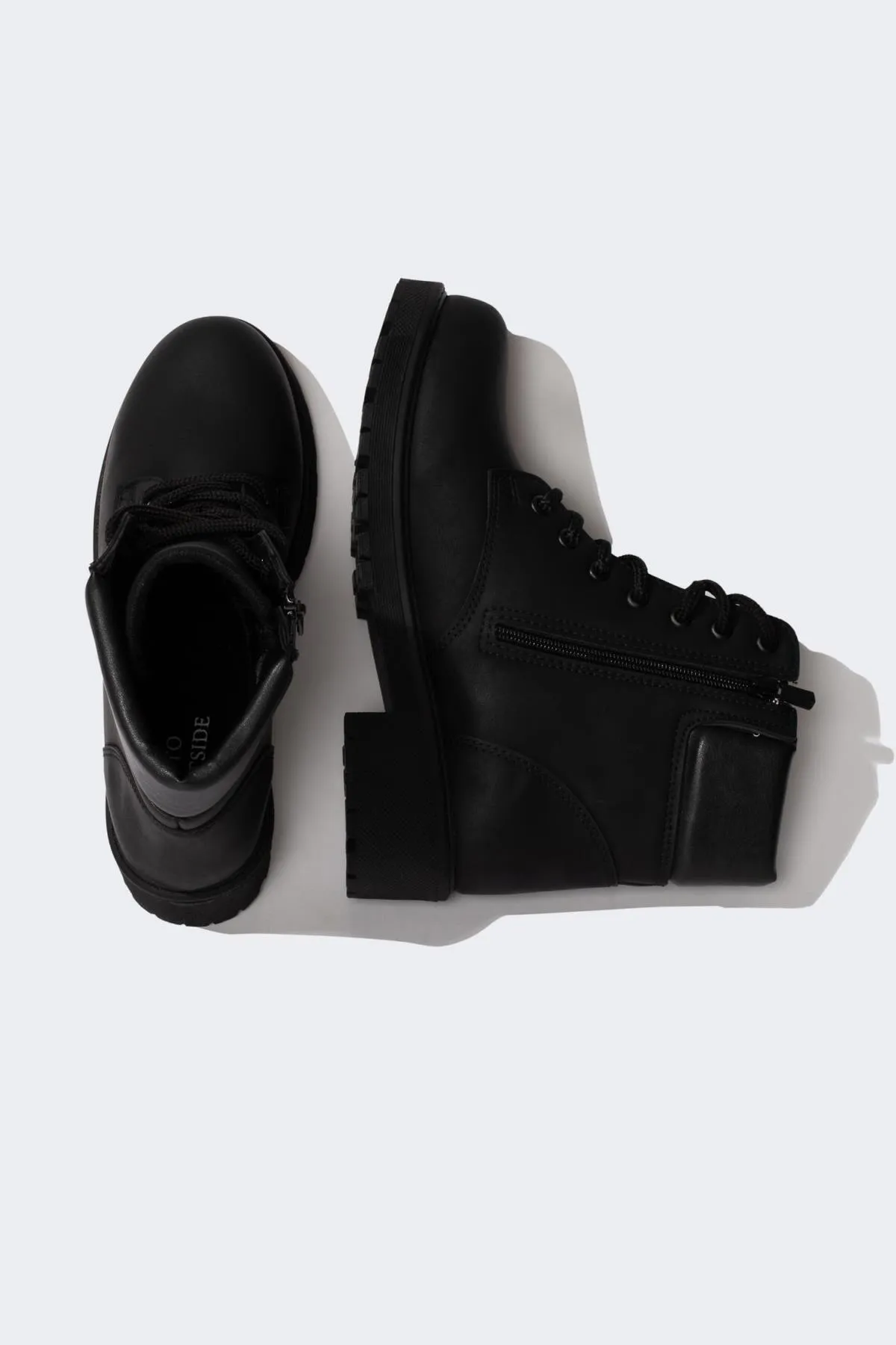 DeFacto  Damen Winterstiefel aus Kunstleder mit Schnürung und Reißverschluss, dicke Sohle, B0931ax23au