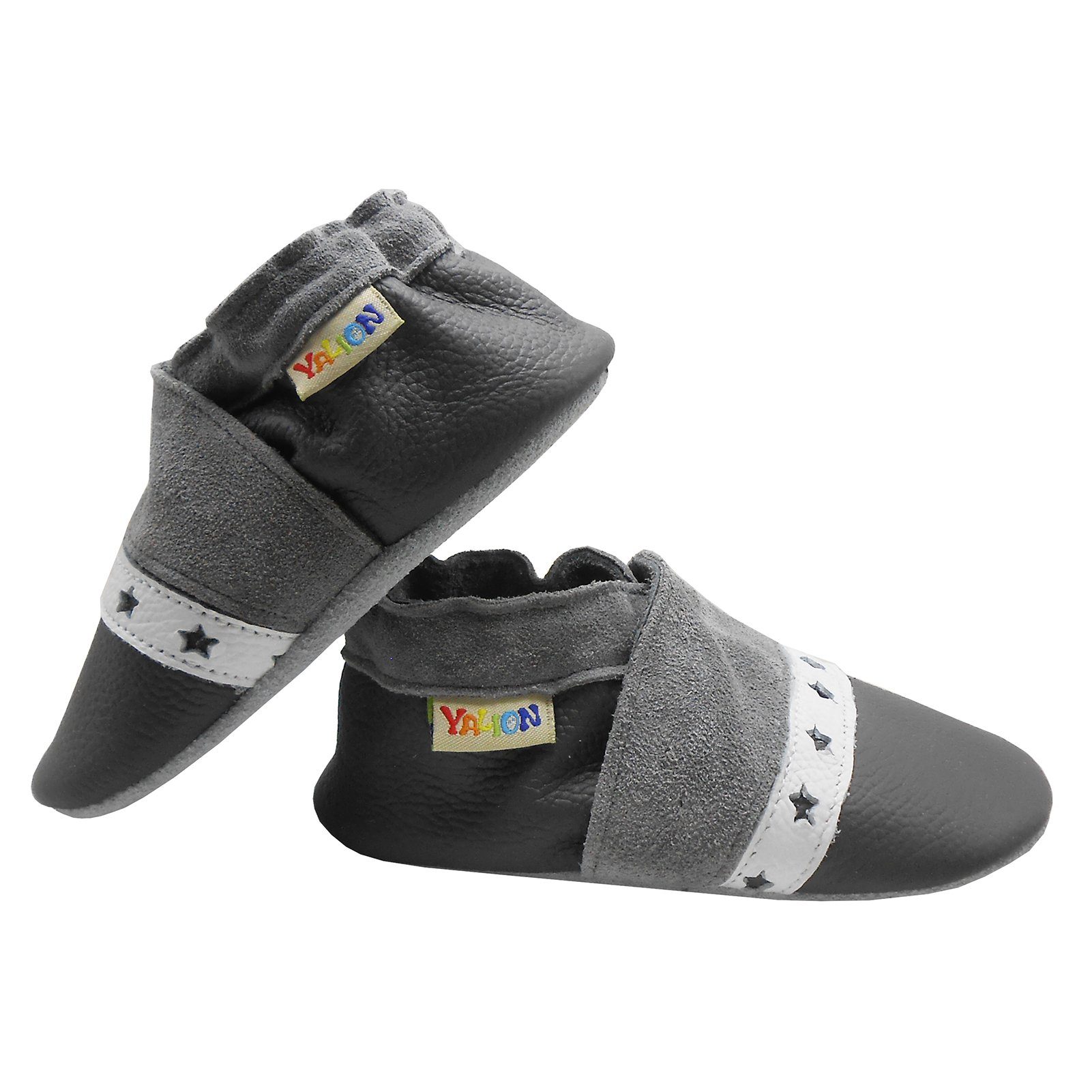 Yalion Weiche Leder Lauflernschuhe Hausschuhe Lederpuschen Krabbelschuh elastisch