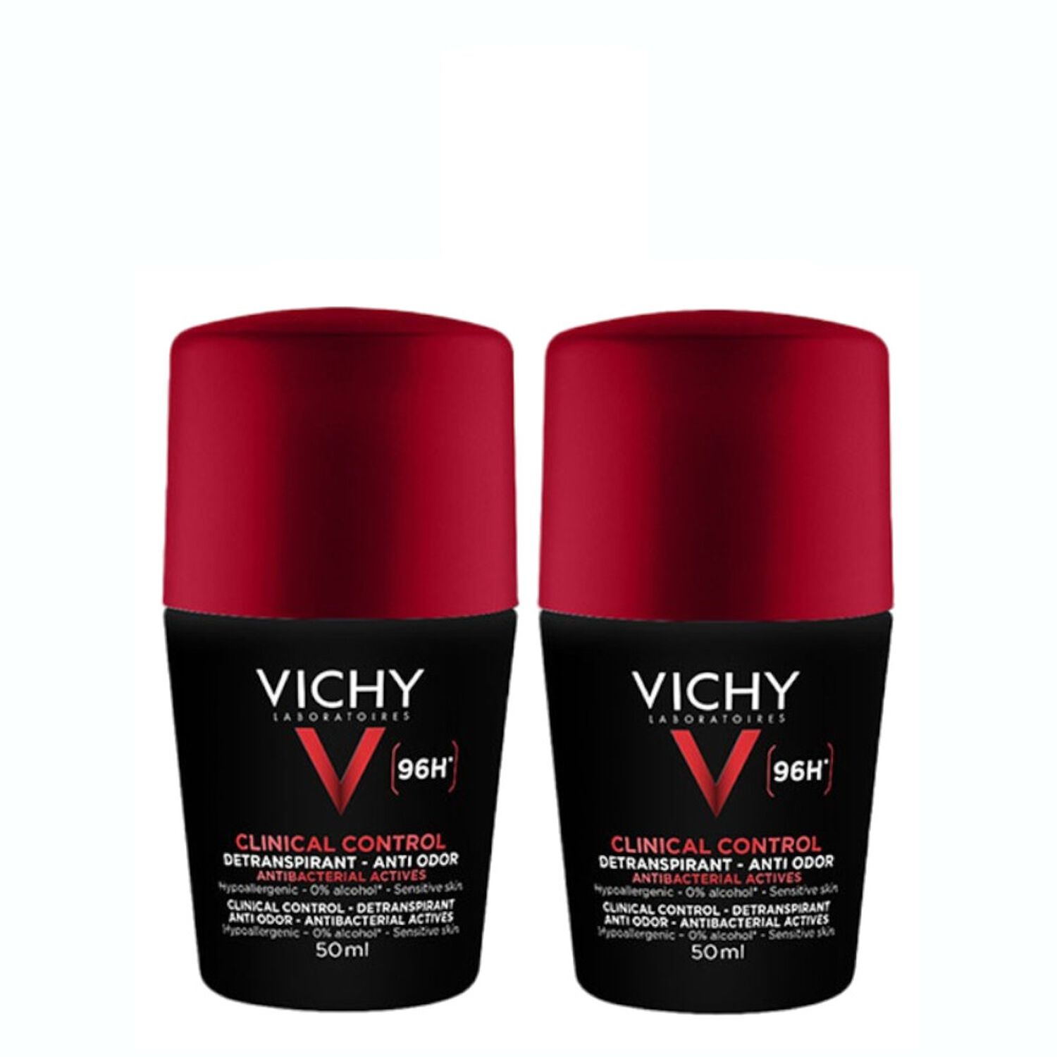 Vichy Clinical Control Lot de 2 Déodorant Roll-On 96H - 2x50 ml