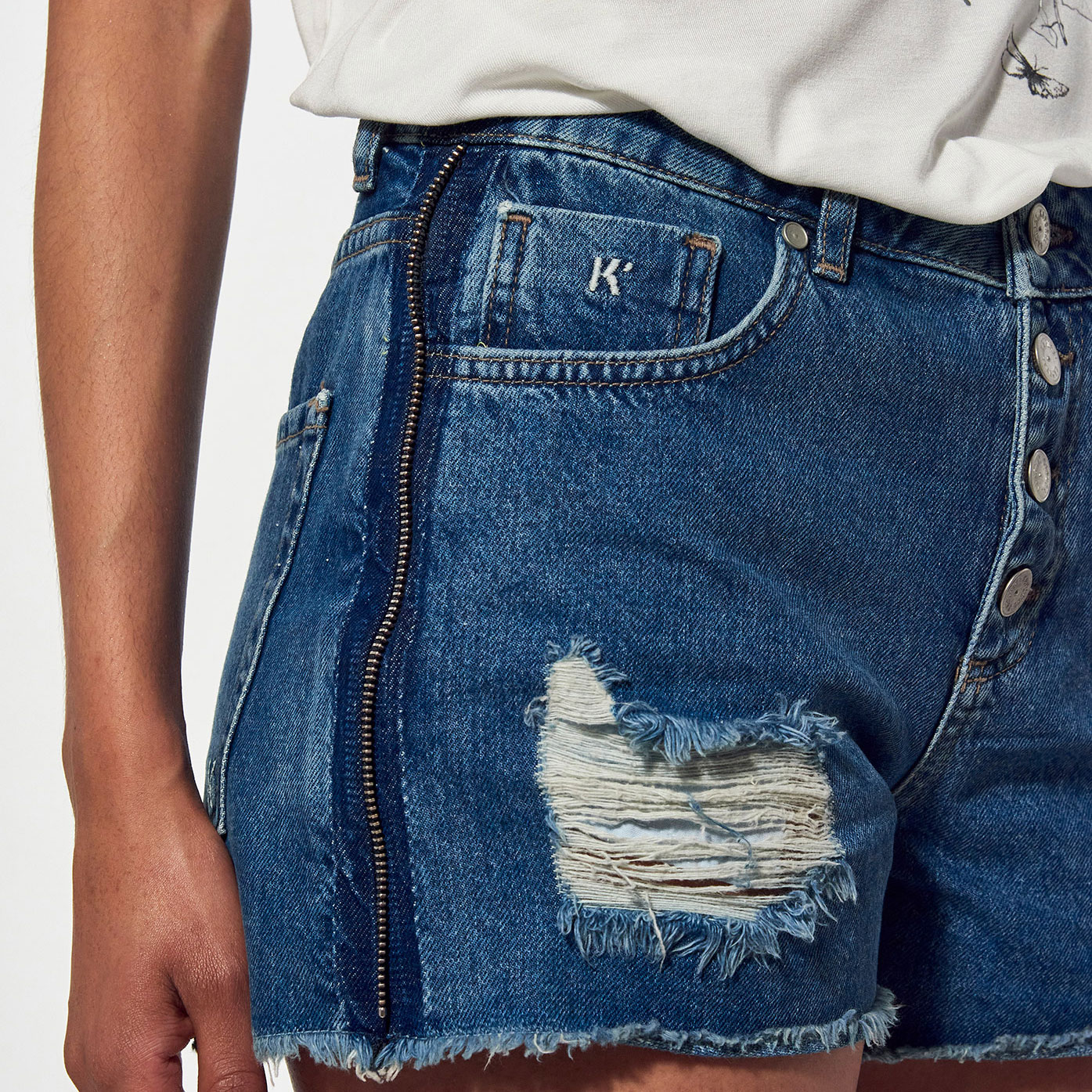 LUP    Short en jean Femme effrangé en 100% coton
